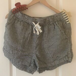 Quince Black & White Gingham Drawstring Women’s Athletic Shorts